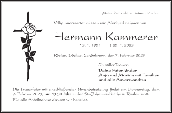 Traueranzeige von Hermann Kammerer von Frankenpost