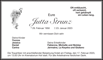 Traueranzeige von Jutta Strunz von Frankenpost