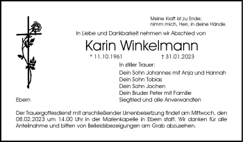 Traueranzeige von Karin Winkelmann von Neue Presse Coburg