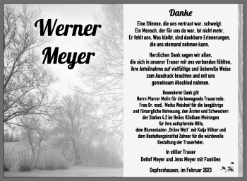 Traueranzeige von Werner Meyer von Südthüringer Presse