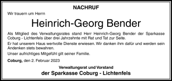 Traueranzeige von Heinrich-Georg Bender von Neue Presse Coburg