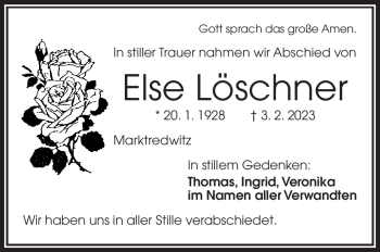 Traueranzeige von Else Löschner von Frankenpost