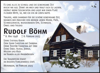 Traueranzeige von Rudolf Böhm von Südthüringer Presse