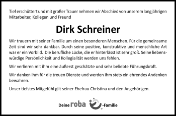 Traueranzeige von Dirk Schreiner von Neue Presse Coburg