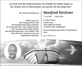 Traueranzeige von Manfred Kirchner von Südthüringer Presse