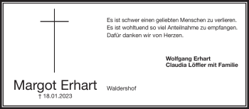 Traueranzeige von Margot Erhart von Frankenpost
