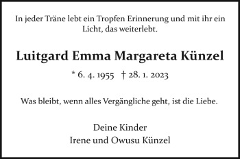 Traueranzeige von Luitgard Emma Margareta Künzel von Neue Presse Coburg