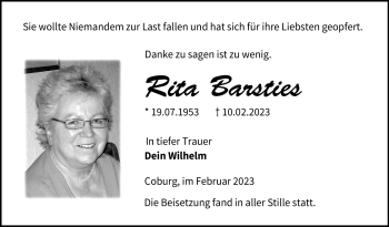 Traueranzeige von Rita Barsties von Neue Presse Coburg