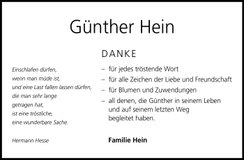 Traueranzeige von Günther Hein von Neue Presse Coburg