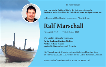 Traueranzeige von Ralf Marschall von Frankenpost