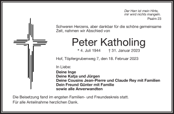 Traueranzeige von Peter Katholing von Frankenpost