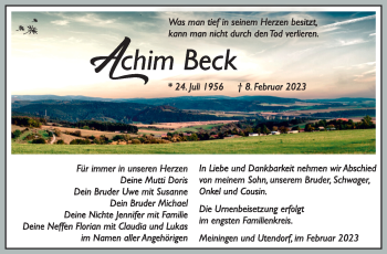 Traueranzeige von Achim Beck von Südthüringer Presse