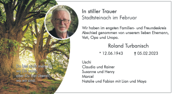 Traueranzeige von Roland Turbanisch von Frankenpost