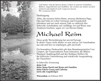 Traueranzeige von Michael Reim von Südthüringer Presse