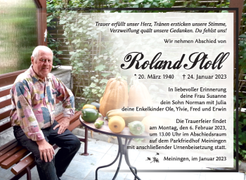 Traueranzeige von Roland Stoll von Südthüringer Presse