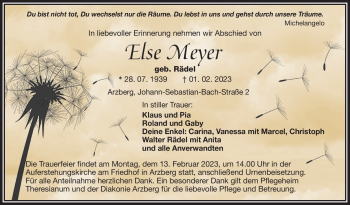 Traueranzeige von Else Meyer von Frankenpost