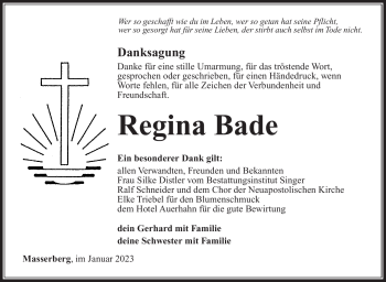 Traueranzeige von Regina Bade von Südthüringer Presse