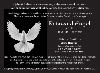 Traueranzeige von Reinwald Engel von Südthüringer Presse