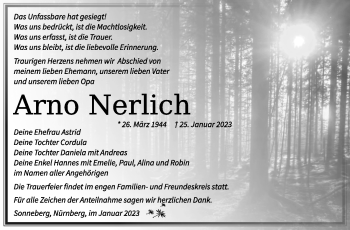 Traueranzeige von Arno Nerlich von Südthüringer Presse