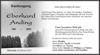Traueranzeige von Eberhard Anding von Neue Presse Coburg