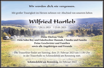 Traueranzeige von Wilfried Hartleb von Südthüringer Presse