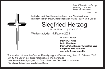 Traueranzeige von Siegfried Herzog von Frankenpost