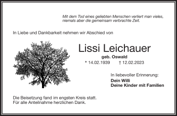 Traueranzeige von Lissi Leichauer von Frankenpost