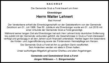 Traueranzeige von Walter Lehnert von Neue Presse Coburg