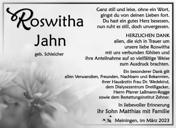 Traueranzeige von Roswitha Jahn von Südthüringer Presse
