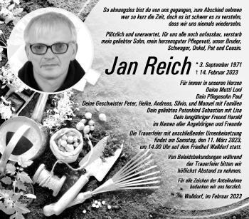 Traueranzeige von Jan Reich von Südthüringer Presse
