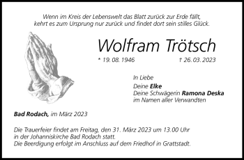 Traueranzeige von Wolfram Trötsch von Neue Presse Coburg