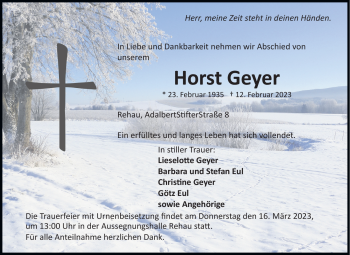 Traueranzeige von Horst Geyer von Frankenpost