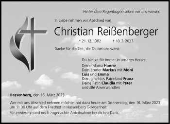 Traueranzeige von Christian Reißenberger von Neue Presse Coburg
