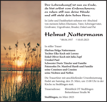Traueranzeige von Helmut Nattermann von Südthüringer Presse