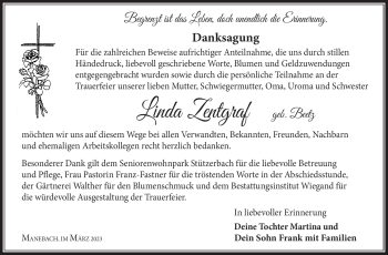 Traueranzeige von Linda Zentgraf von Südthüringer Presse