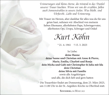 Traueranzeige von Kurt Köhn von Südthüringer Presse