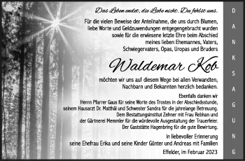 Traueranzeige von Waldemar Kob von Südthüringer Presse