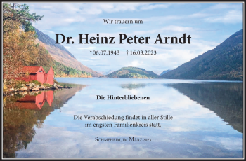Traueranzeige von Heinz Peter Arndt von Südthüringer Presse