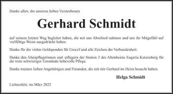 Traueranzeige von Gerhard Schmidt von Neue Presse Coburg