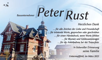 Traueranzeige von Peter Rust von Südthüringer Presse