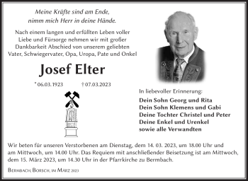 Traueranzeige von Josef Elter von Südthüringer Presse