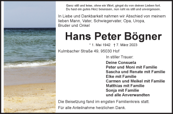 Traueranzeige von Hans Peter Bögner von Frankenpost