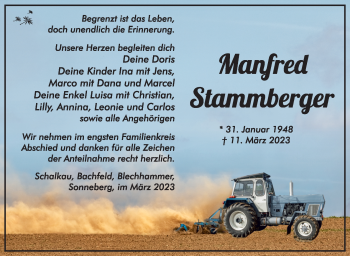 Traueranzeige von Manfred Stammberger von Südthüringer Presse