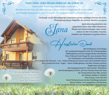Traueranzeige von Jana Stösel von Südthüringer Presse