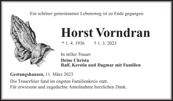 Traueranzeige von Horst Vorndran von Neue Presse Coburg