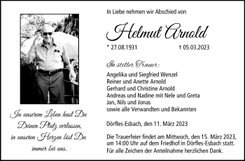 Traueranzeige von Helmut Arnold von Neue Presse Coburg