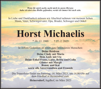 Traueranzeige von Horst Michalis von Südthüringer Presse