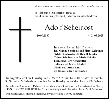 Traueranzeige von Adolf Scheinost von Neue Presse Coburg