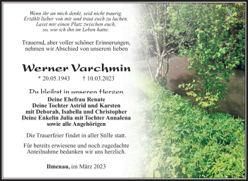 Traueranzeige von Werner Varchmin von Südthüringer Presse