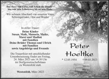Traueranzeige von Peter Hoeltke von Südthüringer Presse